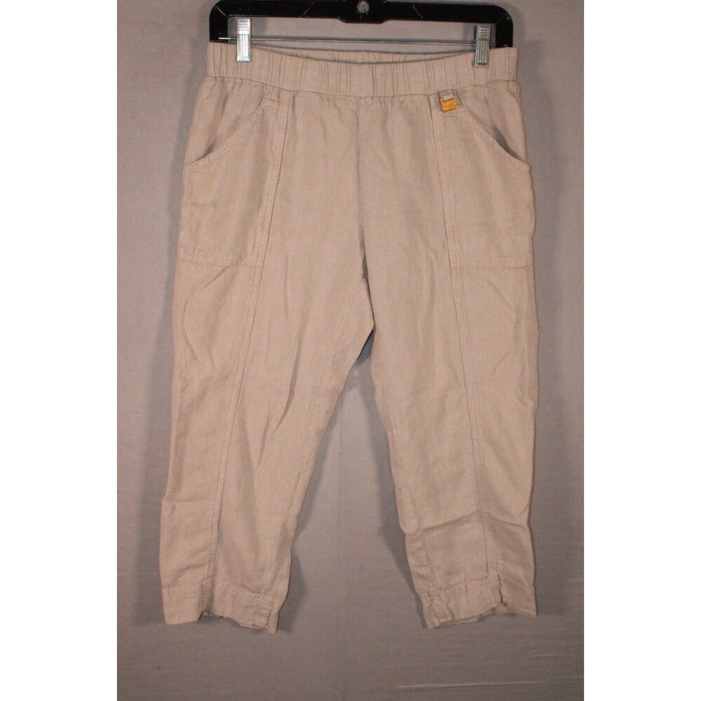 Ellen Tracy Linen Women’s Size S Beige Pull On Ankle Pants Linen Rayon